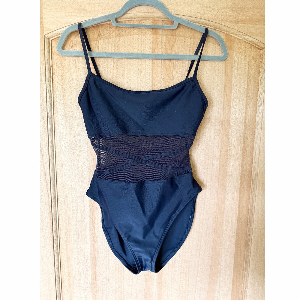 Anne Cole Classic Black One Piece Swimsuit with Sheer Waist M